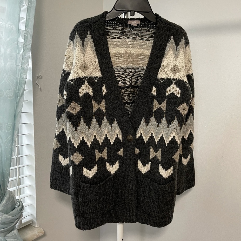 J. Jill Grey XS Grey Winter Button up Cardigan Sweater